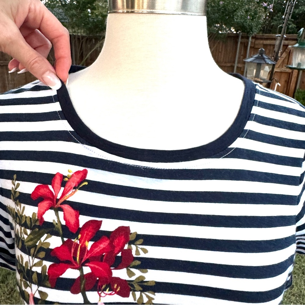 π Tommy Bahama Navy & White Striped Floral Dress - Picture 7 of 10